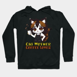 Cute Cartoon Coffee Lover Cat Mother Hoodie